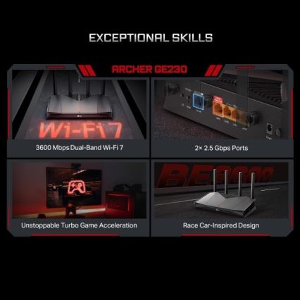 TP-Link - Žaidimų klasės dviejų juostų Wi-Fi 7 maršrutizatorius