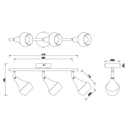 Trio - Akcentinis apšvietimas TRUMPET 3xE14/40W/230V