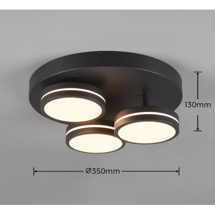 Trio - dimeriuojamas LED lubinis šviestuvas FRANKLIN 3xLED/8,5W/230V 3000K skersmuo 35 cm juodas