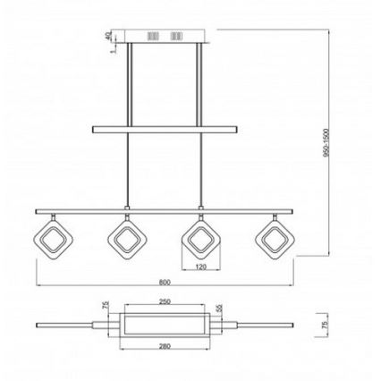 Trio - LED Pakabinamas sietynas PARADOX 4xLED/4,3W/230V