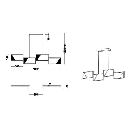 Trio - LED Reguliuojamas pakabinamas sietynas CAFU 4xLED/7W/230V