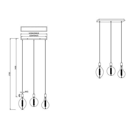 Trio - LED Reguliuojamas pakabinamas sietynas GINSTER 3xE27/8W/230V