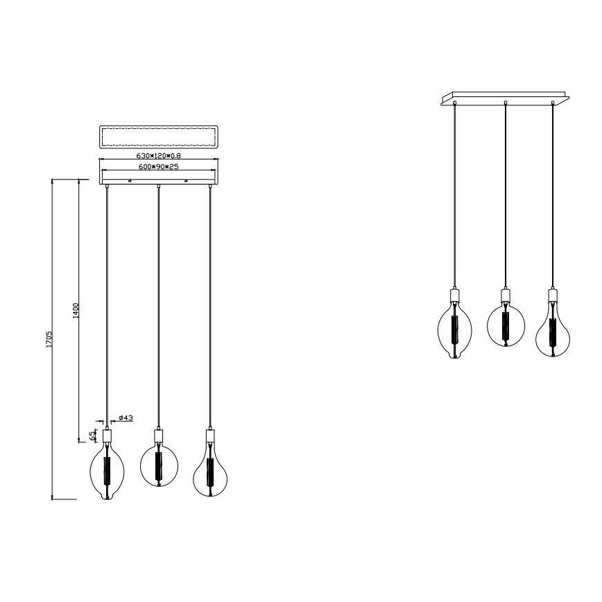 Trio - LED Reguliuojamas pakabinamas sietynas GINSTER 3xE27/8W/230V