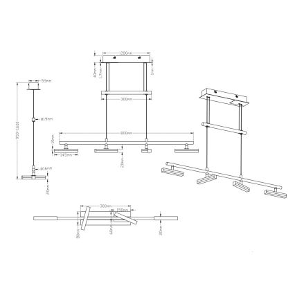 Trio - LED Pritemdomas pakabinamas sietynas OPIUM 4xLED/4W/230V