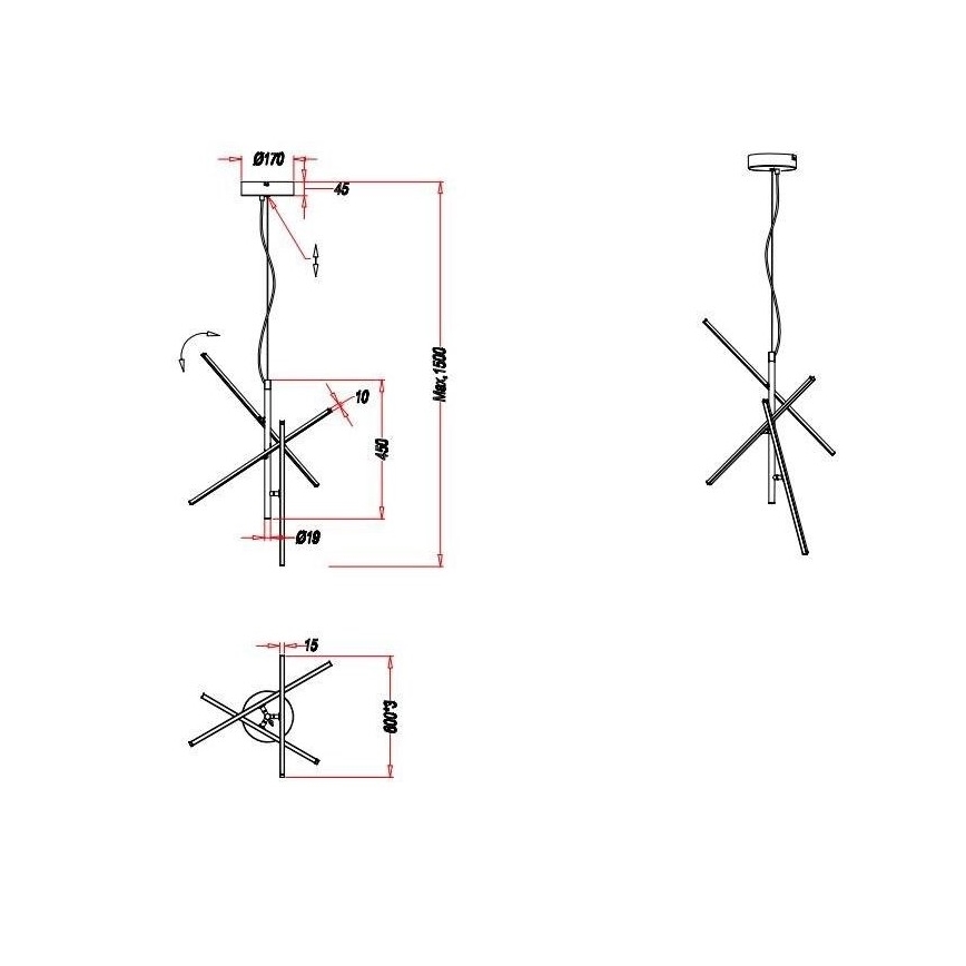 Trio - LED Reguliuojamas pakabinamas sietynas TIRIAC 3xLED/7,5W/230V
