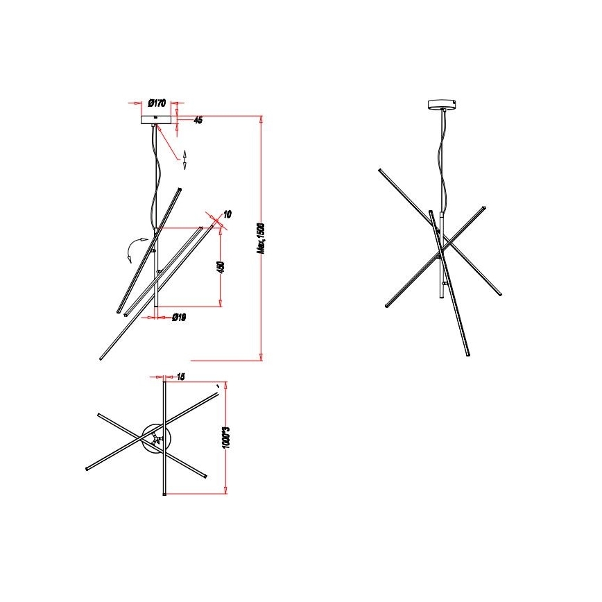 Trio - LED Reguliuojamas pakabinamas sietynas TIRIAC 3xLED/8,5W/230V baltas