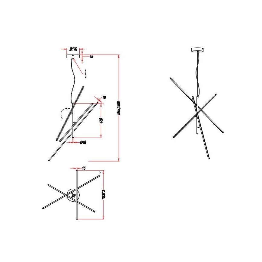 Trio - LED Reguliuojamas pakabinamas sietynas TIRIAC 3xLED/8,5W/230V