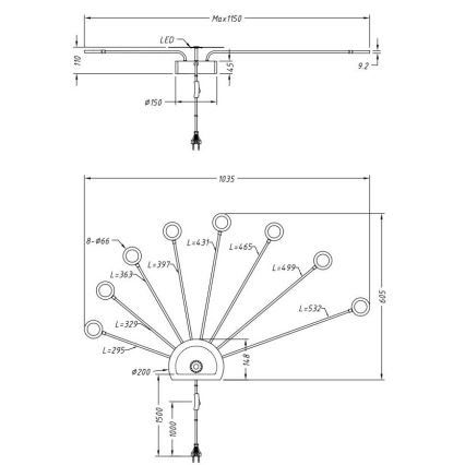 Trio - LED Reguliuojamas sieninis šviestuvas PEACOCK 9xLED/2,6W/230V juodas