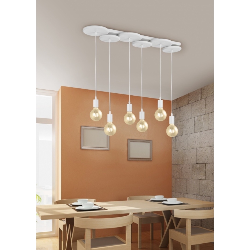 Trio - Pakabinamas sietynas DISCUS 6xE27/28W/230V baltas