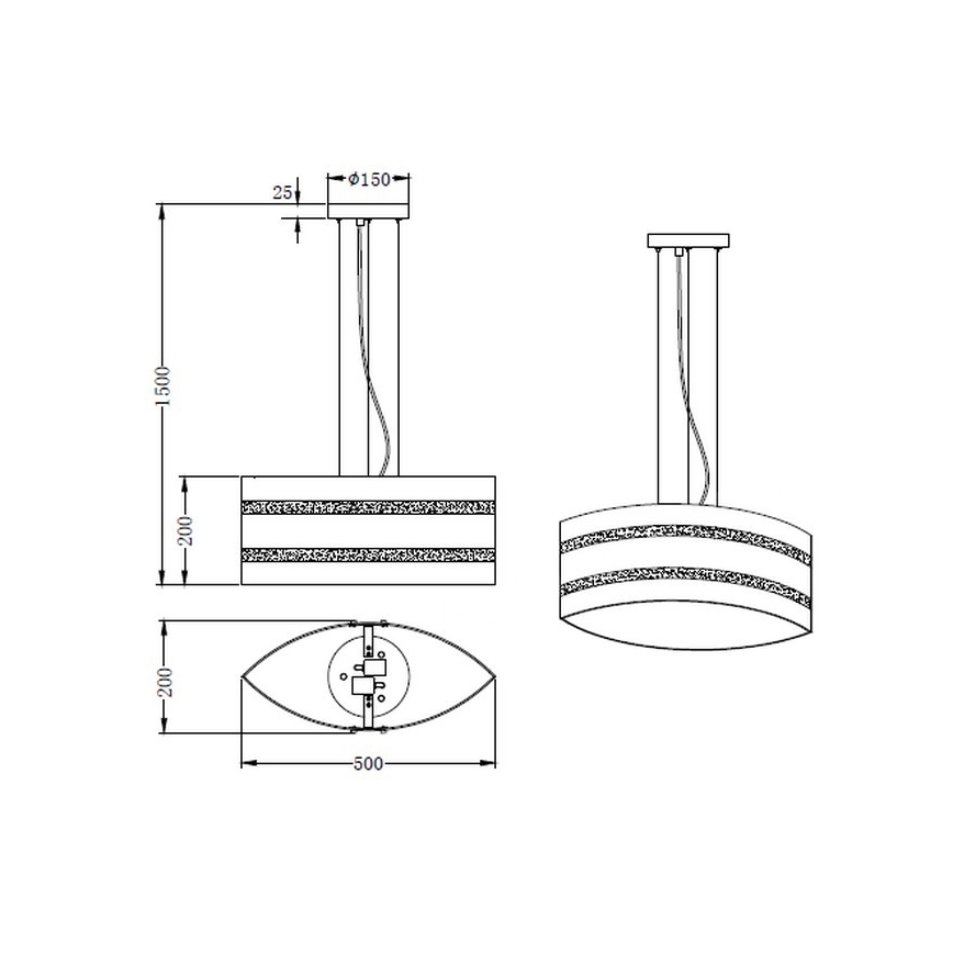 Trio - Pakabinamas šviestuvas ant laido NIKOSIA 2xE27/40W/230V sidabrinės spalvos