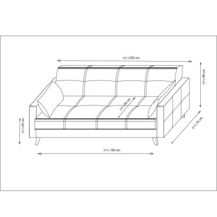 Trivietė išskleidžiama sofa KORFU, šviesiai pilka