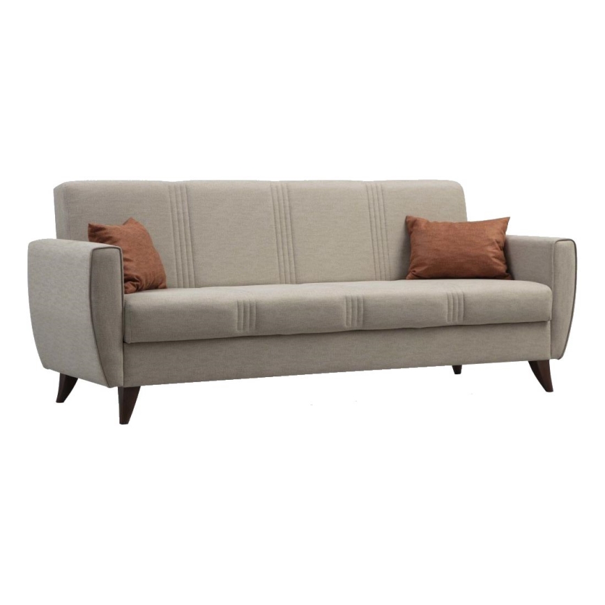 Trivietė išskleidžiama sofa-lova KORFU, smėlio spalvos