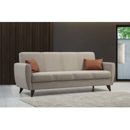 Trivietė išskleidžiama sofa-lova KORFU, smėlio spalvos
