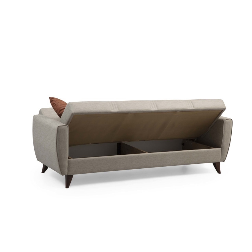 Trivietė išskleidžiama sofa-lova KORFU, smėlio spalvos