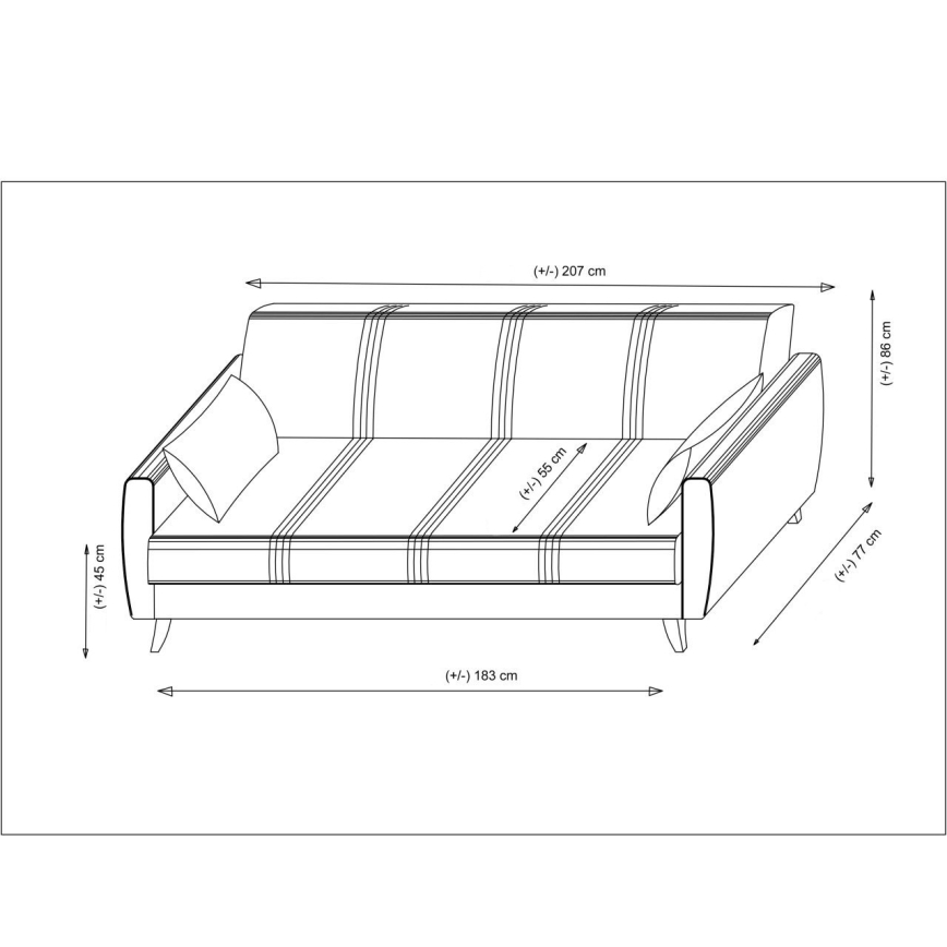 Trivietė išskleidžiama sofa-lova KORFU, smėlio spalvos