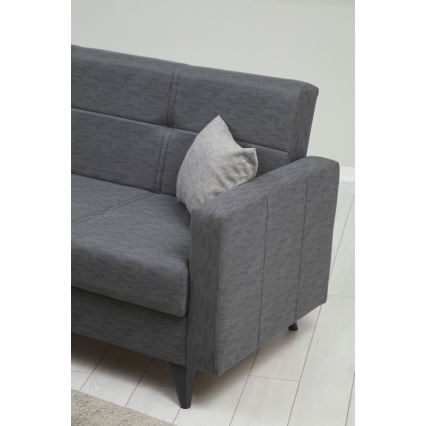 Trivietė išskleidžiama sofa-lova KORFU, tamsiai pilka