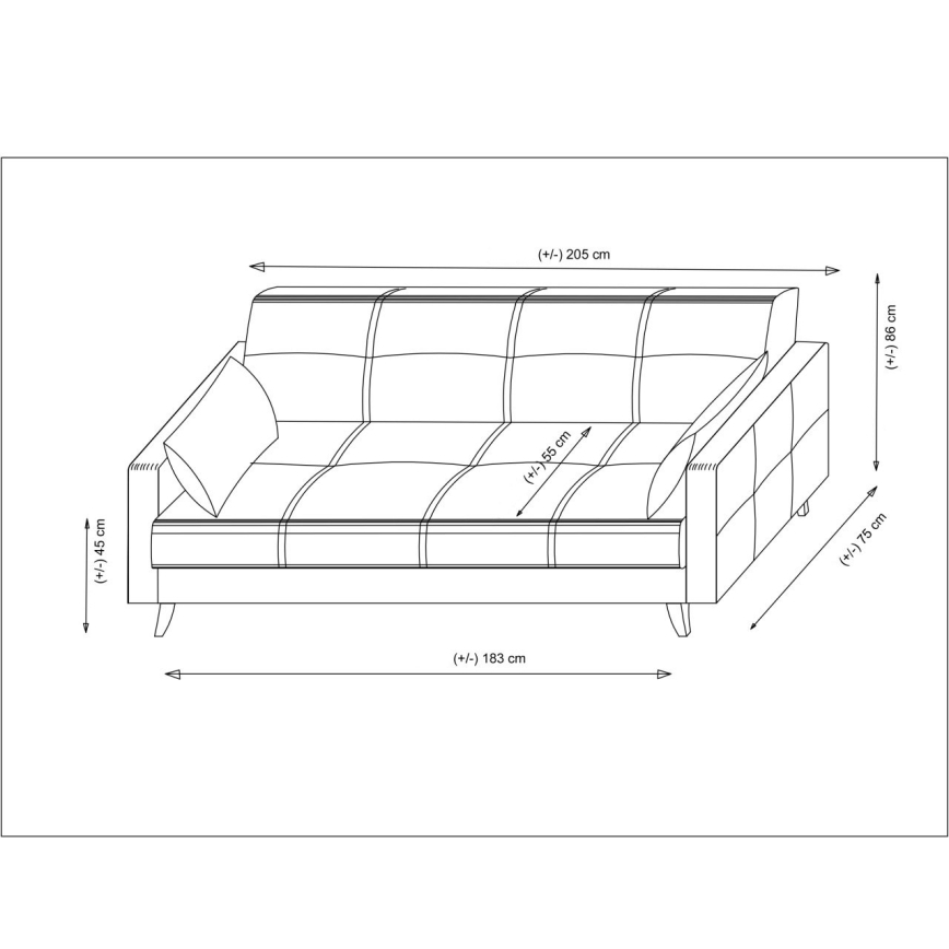 Trivietė išskleidžiama sofa-lova KORFU, tamsiai pilka