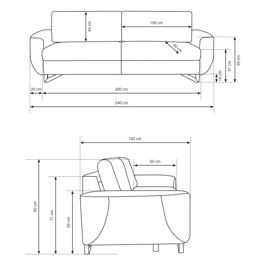 Trivietė sofa AVESTA mėlyna
