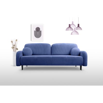 Trivietė sulankstoma sofa su apmušalais CLOUDY mėlyna