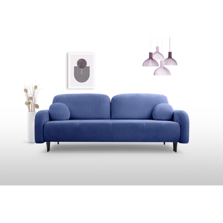 Trivietė sulankstoma sofa su apmušalais CLOUDY mėlyna