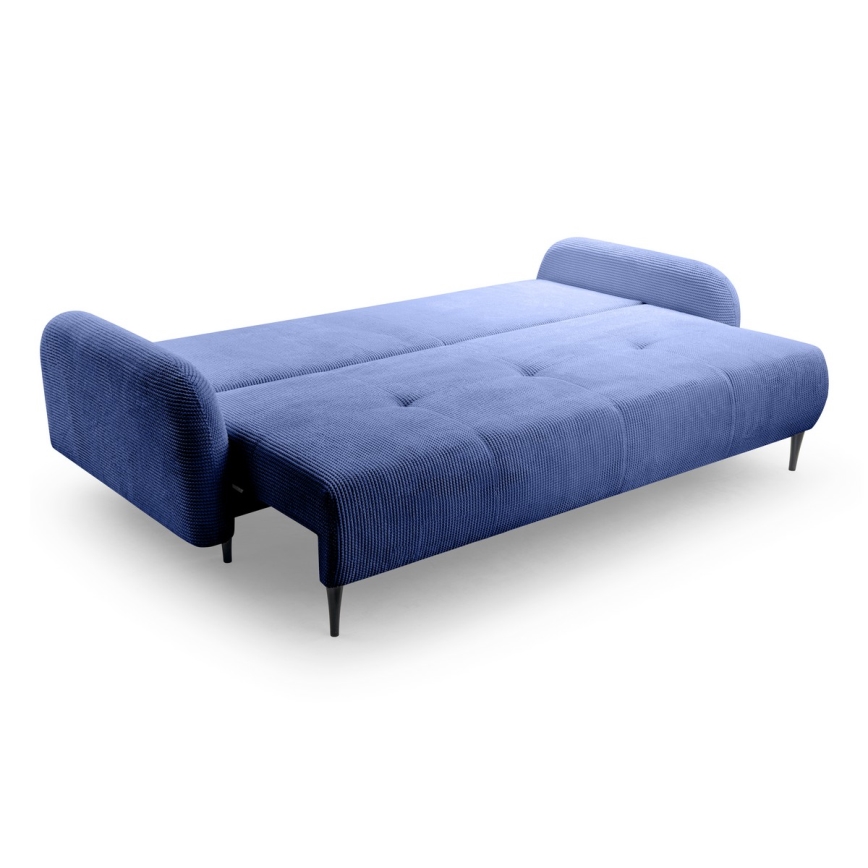 Trivietė sulankstoma sofa su apmušalais CLOUDY mėlyna