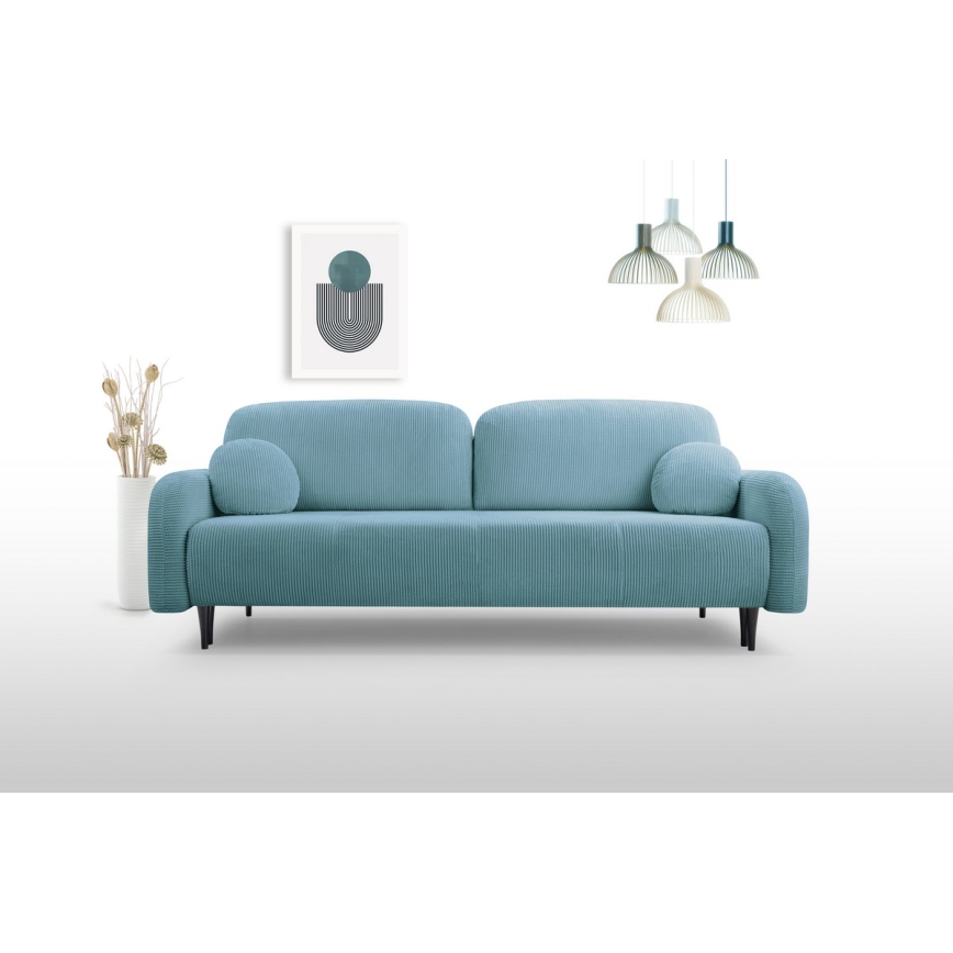 Trivietė sulankstoma sofa su apmušalais CLOUDY žalia