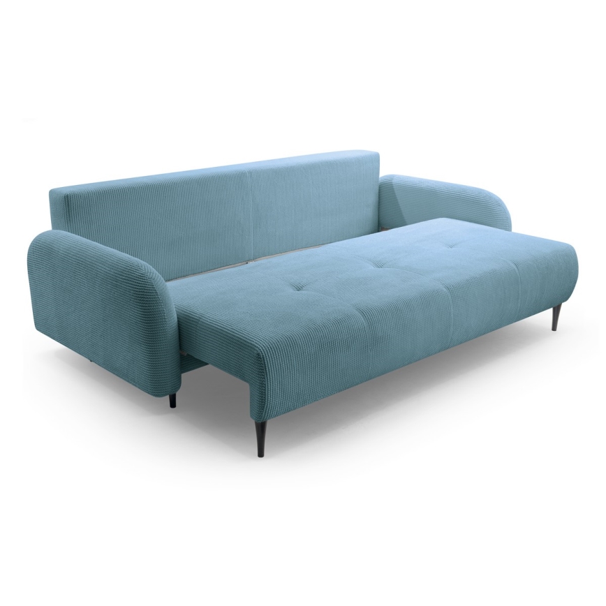 Trivietė sulankstoma sofa su apmušalais CLOUDY žalia