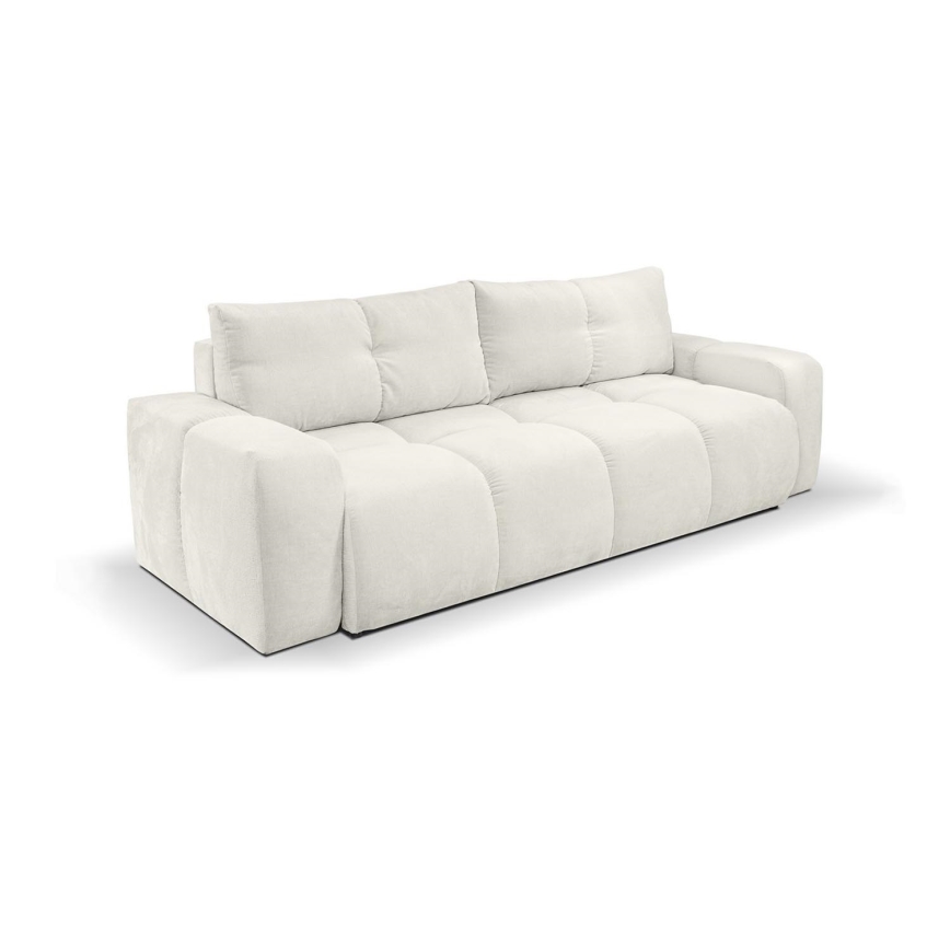 Trivietė sulankstoma sofa su apmušalais su sandėliavimo vieta ALMADA smėlio spalva
