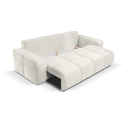 Trivietė sulankstoma sofa su apmušalais su sandėliavimo vieta ALMADA smėlio spalva