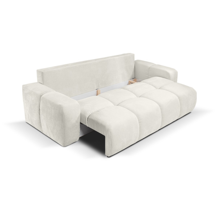 Trivietė sulankstoma sofa su apmušalais su sandėliavimo vieta ALMADA smėlio spalva