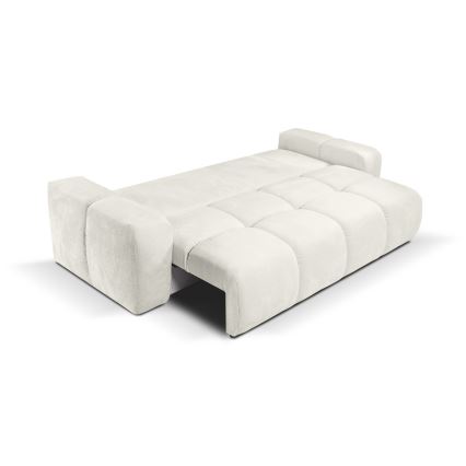 Trivietė sulankstoma sofa su apmušalais su sandėliavimo vieta ALMADA smėlio spalva