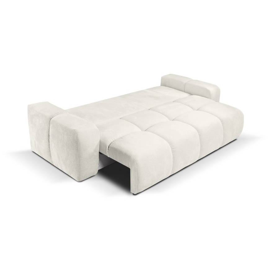Trivietė sulankstoma sofa su apmušalais su sandėliavimo vieta ALMADA smėlio spalva