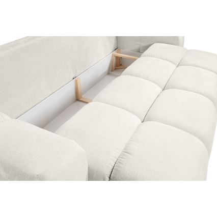 Trivietė sulankstoma sofa su apmušalais su sandėliavimo vieta ALMADA smėlio spalva