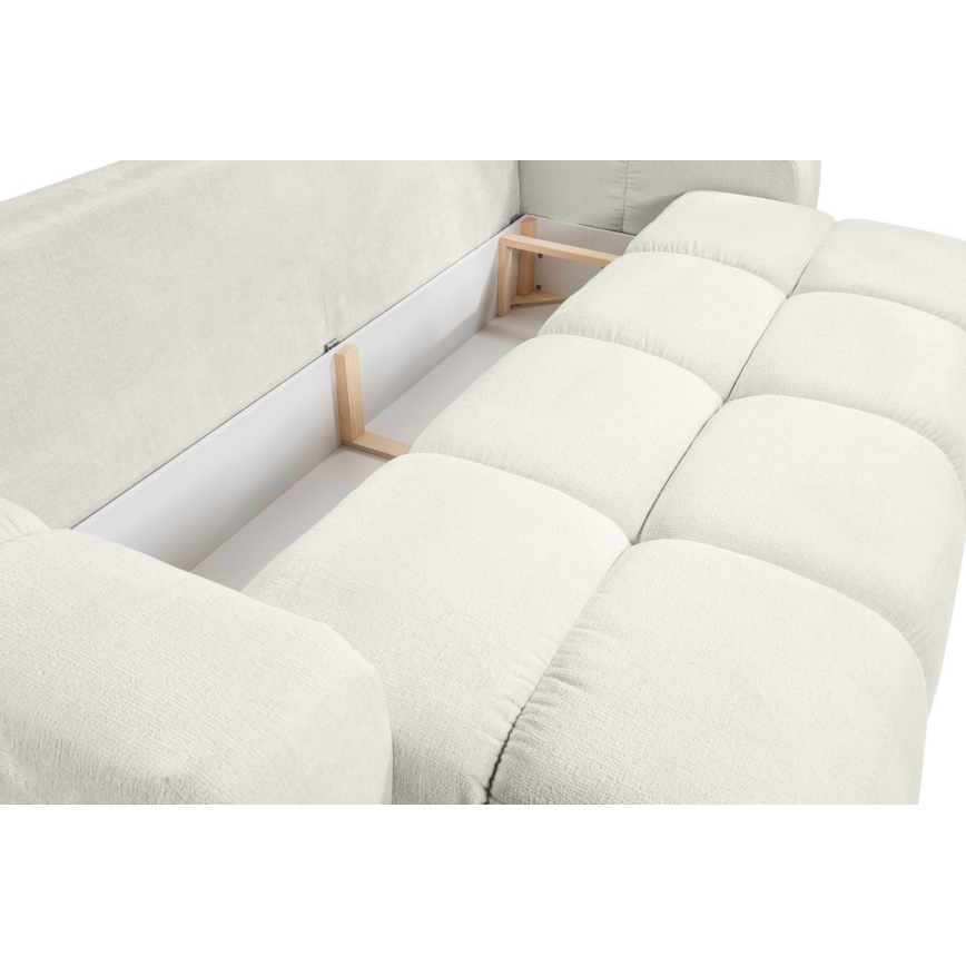 Trivietė sulankstoma sofa su apmušalais su sandėliavimo vieta ALMADA smėlio spalva