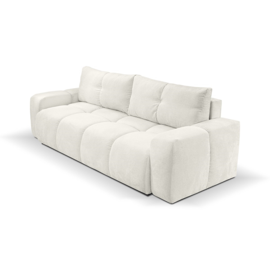 Trivietė sulankstoma sofa su apmušalais su sandėliavimo vieta ALMADA smėlio spalva