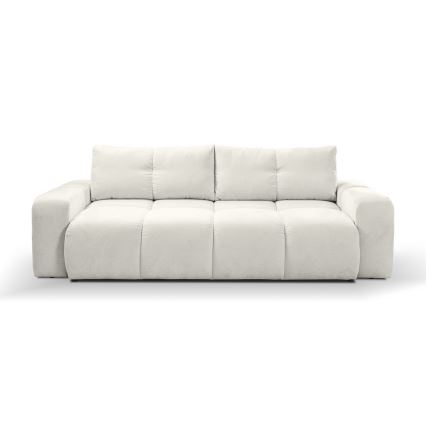 Trivietė sulankstoma sofa su apmušalais su sandėliavimo vieta ALMADA smėlio spalva