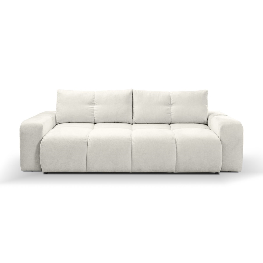 Trivietė sulankstoma sofa su apmušalais su sandėliavimo vieta ALMADA smėlio spalva