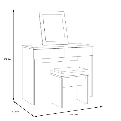 Tualetinis staliukas ERO + taburetė ruda/juoda