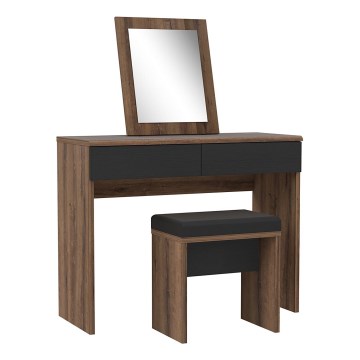 Tualetinis staliukas JUNO + taburetė 45x29,6 cm ruda/juoda