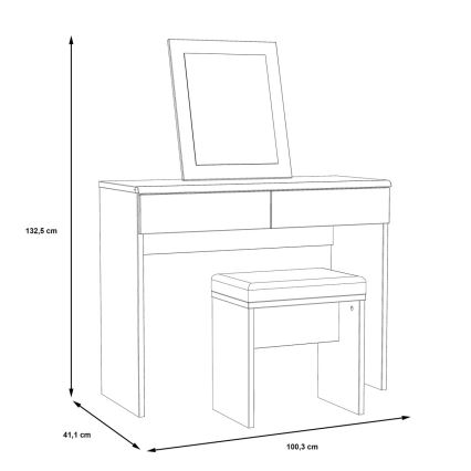 Tualetinis staliukas JUNO + taburetė 45x29,6 cm ruda/juoda