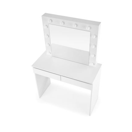 Tualetinis staliukas su LED apšvietimu HOLLYWOOD 140x94 cm, baltas
