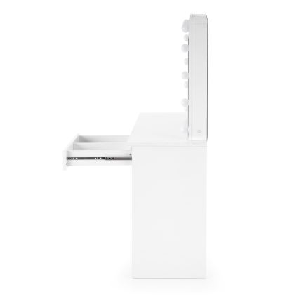 Tualetinis staliukas su LED apšvietimu HOLLYWOOD 140x94 cm, baltas