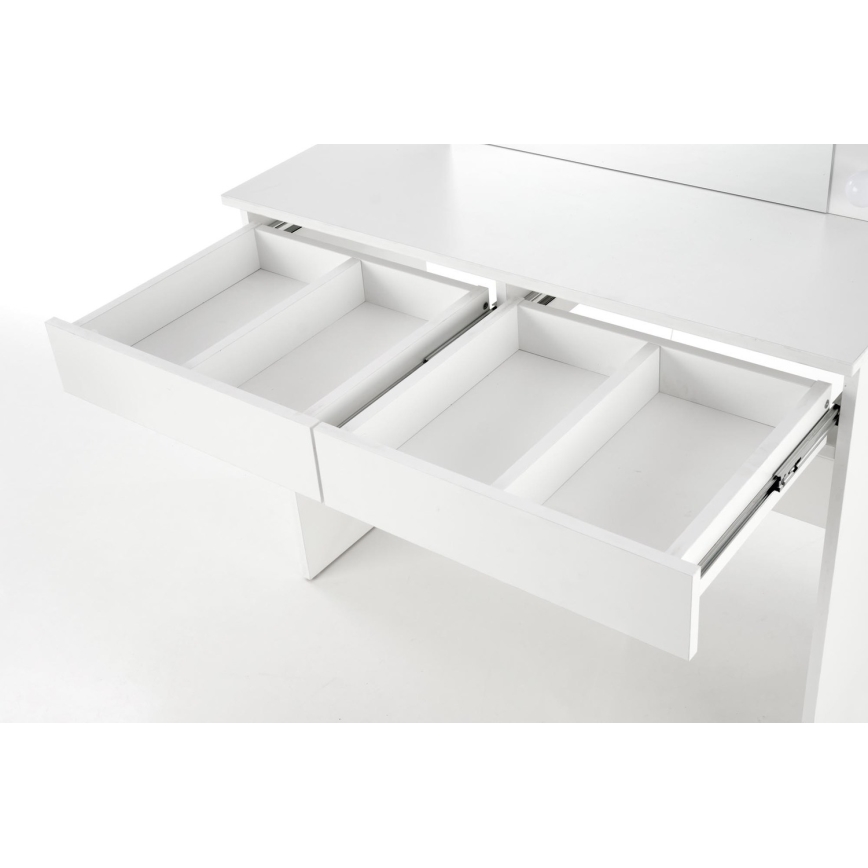 Tualetinis staliukas su LED apšvietimu HOLLYWOOD 140x94 cm, baltas