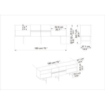 TV staliukas DERIN 65x180 cm juodas