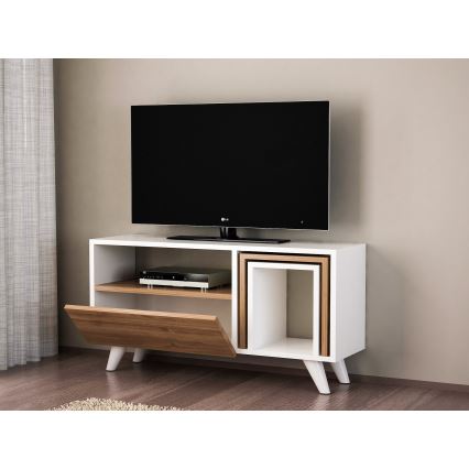 TV staliukas NOVELLA 51x90 cm balta/ruda