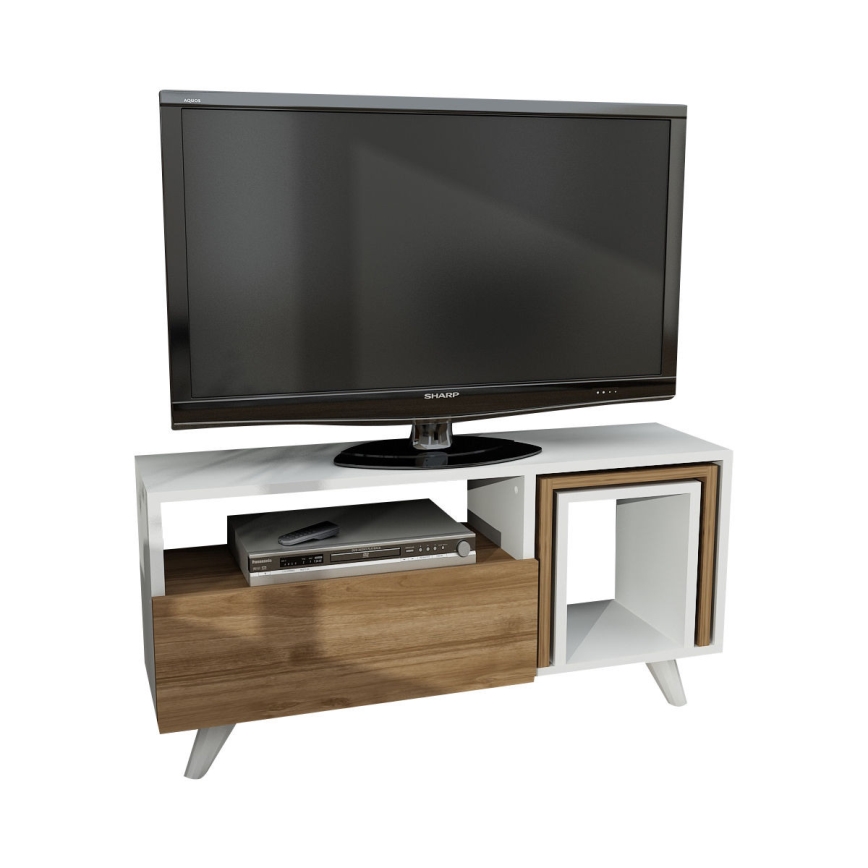 TV staliukas NOVELLA 51x90 cm balta/ruda