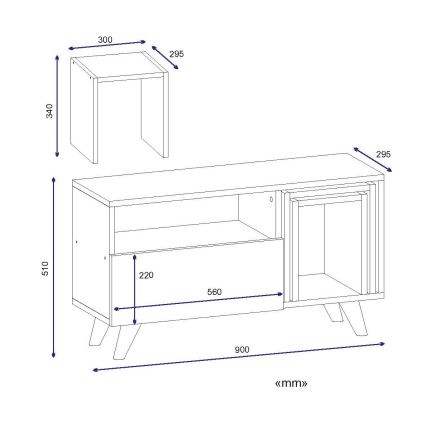 TV staliukas NOVELLA 51x90 cm balta/ruda