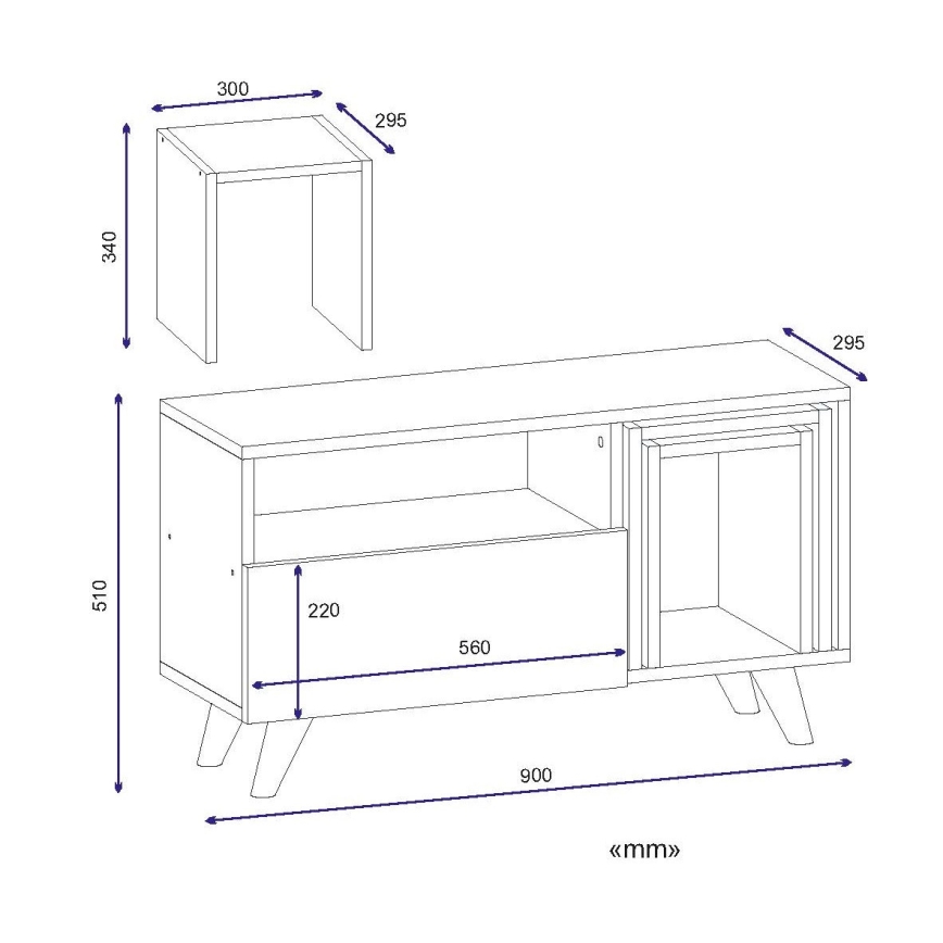 TV staliukas NOVELLA 51x90 cm balta/ruda