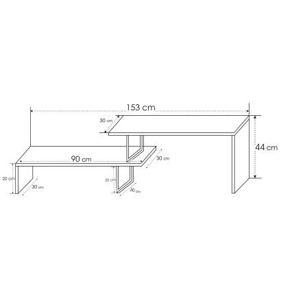 TV staliukas OVIT 44x153 cm ruda/juoda