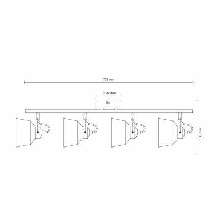 Tvirtinamas LED lubinis šviestuvas 4xE14/8W/230V